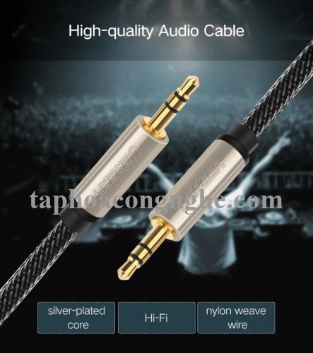 Ugreen 40788 20M màu Đen Cáp âm thanh 2 đầu 3.5mm dương đầu bọc kim loại cao cấp AV125 30040788